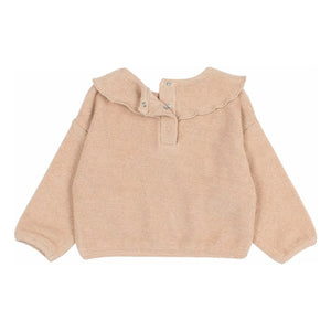 Búho - Sudadera con volantes de tejido de toalla de algodón orgánico | Rosa