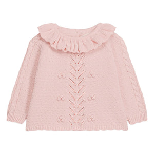 Louise Misha - Jersey Elvina con cuello con volantes | Rosa