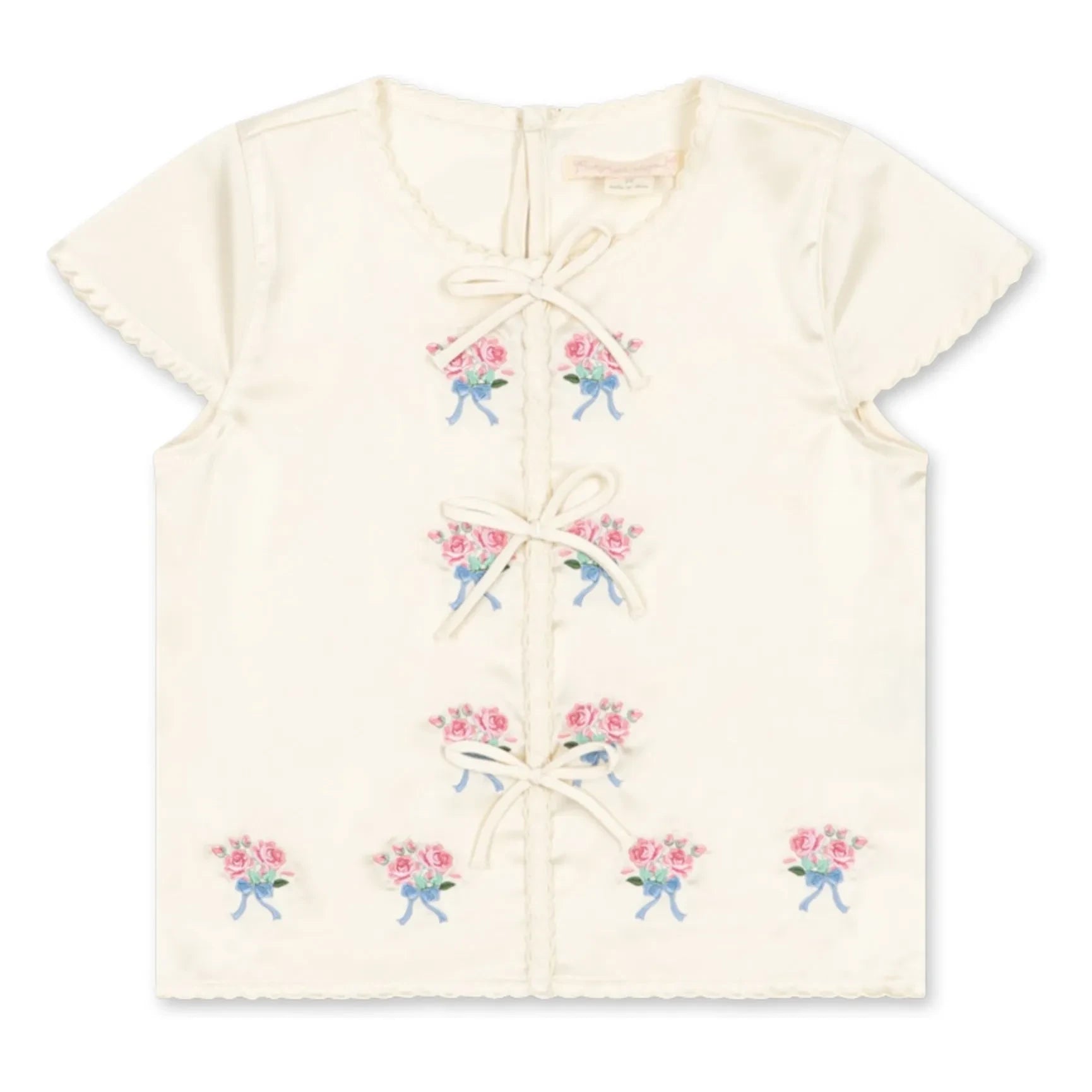 Konges Sløjd - Blusa con lazos bordada brillante | Crudo