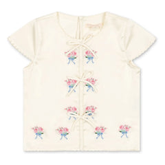 Konges Sløjd - Blusa con lazos bordada brillante | Crudo