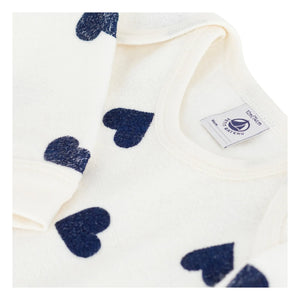 Petit Bateau - Pijama PB con corazones Sleep Well | Crudo