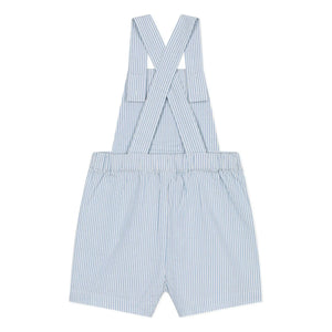 Petit Bateau - Peto corto de sirsaca de algodón orgánico a rayas | Azul claro