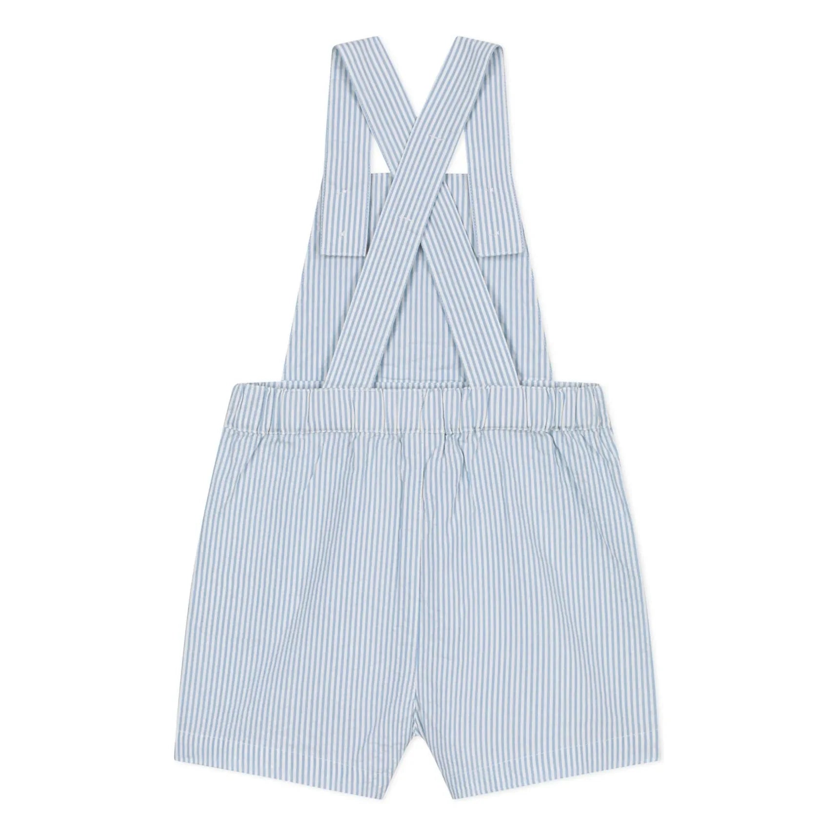 Petit Bateau - Peto corto de sirsaca de algodón orgánico a rayas | Azul claro