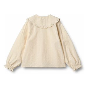 Trigo - Blusa Flora con cuello Claudine Algodón orgánico | Beige