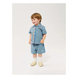 Bobo Choses - Pantalón Corto de Bebé de Rayas Azul
