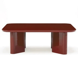 Mesa de centro Thelma de Gabrielle Paris, madera pulida y cristal | Roja