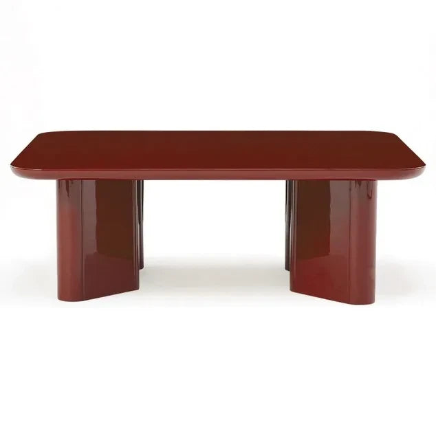 Mesa de centro Thelma de Gabrielle Paris, madera pulida y cristal | Roja