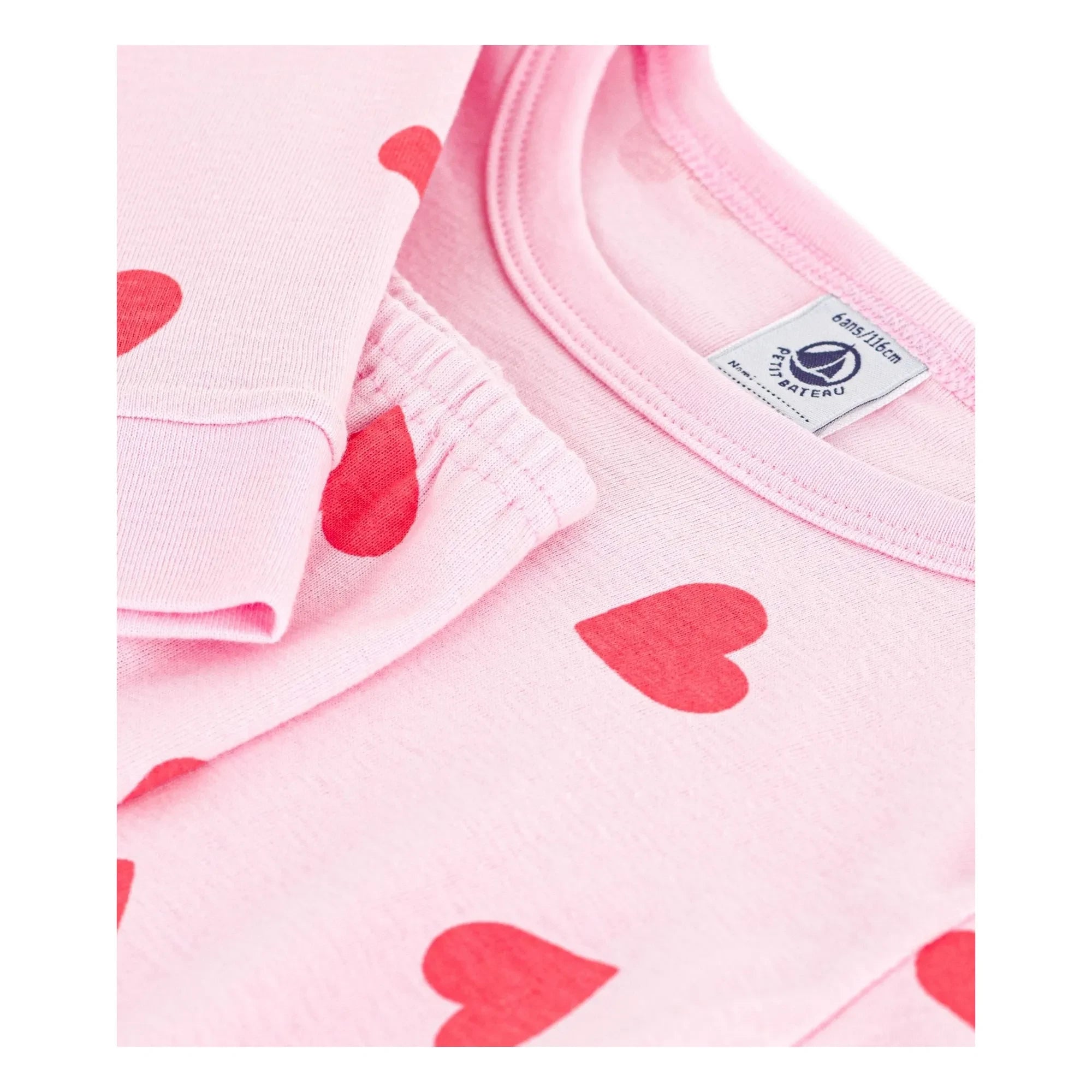 Petit Bateau - Pijama con Corazones y Detalles de Sastrería | Rosa