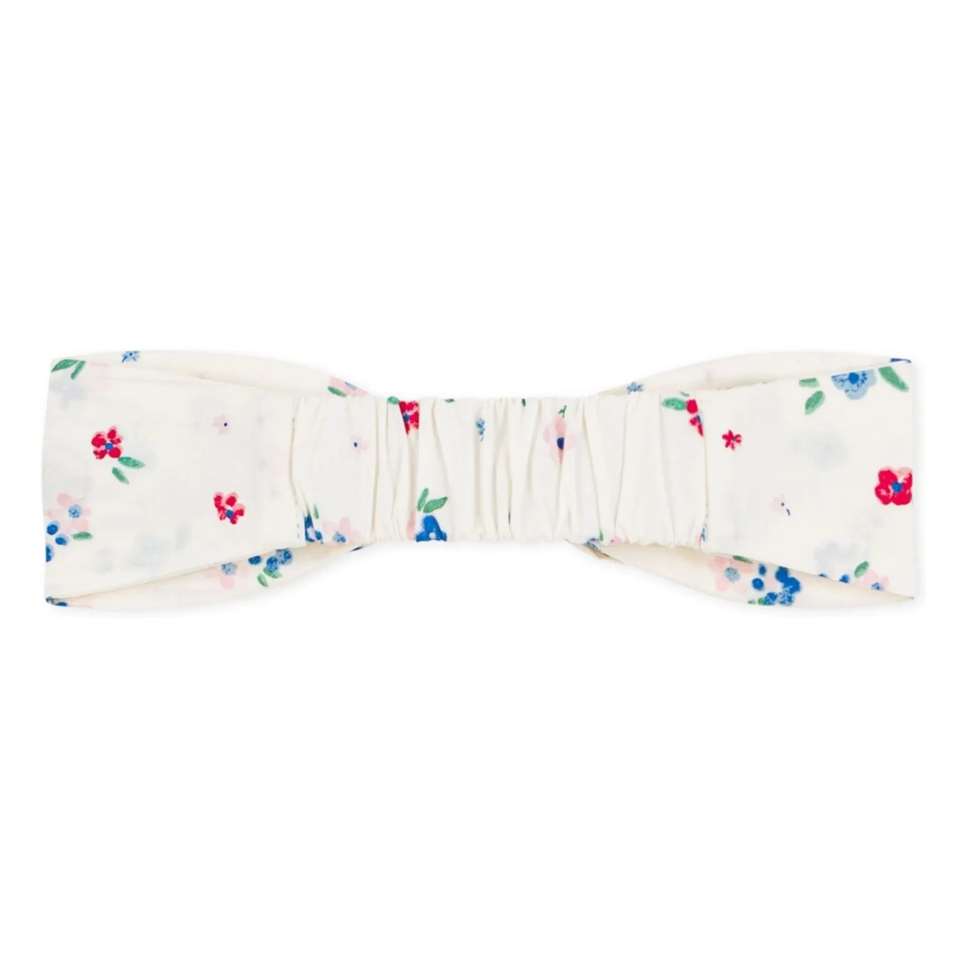 Petit Bateau - Diadema de popelín de algodón orgánico con nudo floral | Blanco