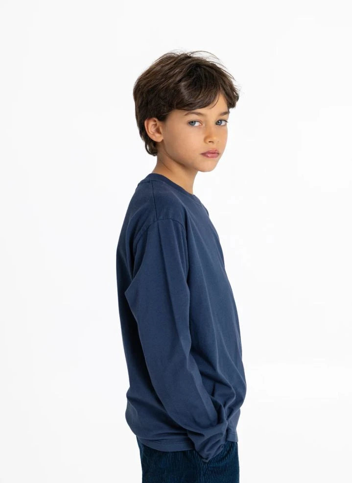 Smallable Kid - Bam "Keep On Moving" Camiseta de Algodón Orgánico | Gris azul
