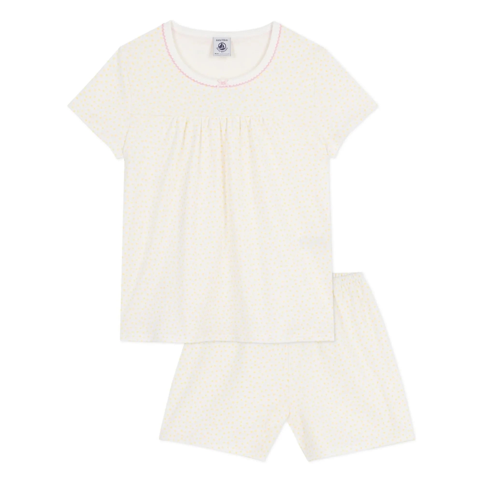 Petit Bateau - Pijama corto de lunares | Blanco