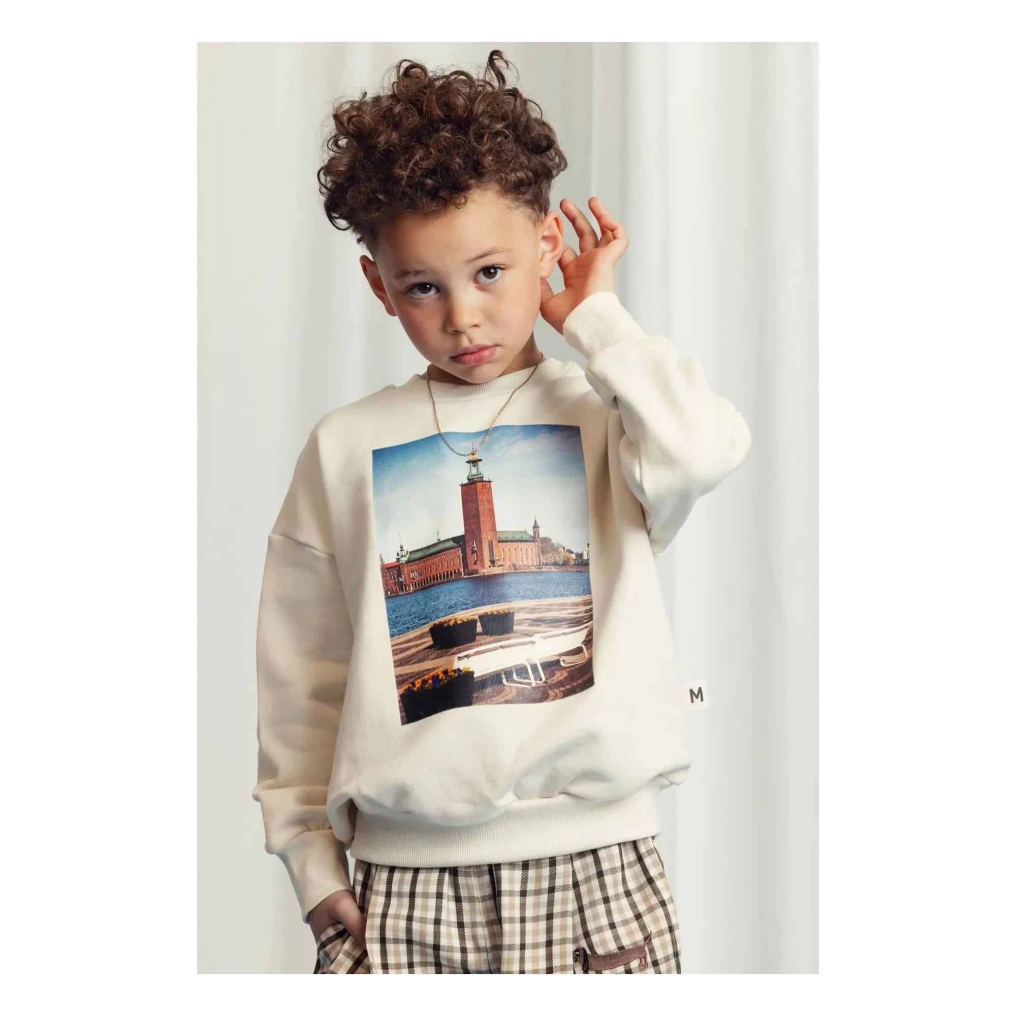 Mini Rodini - Sudadera de algodón orgánico City Hall | Crudo