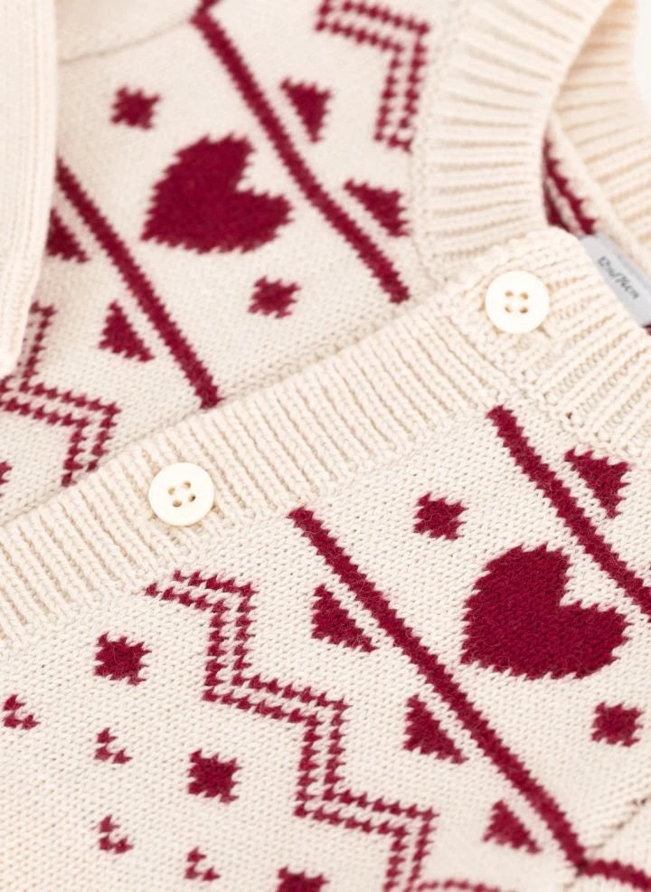 Petit Bateau - Chaleco de lana para bebé con corazón | Ecru