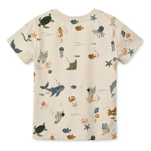 Liewood - Camiseta de algodón orgánico Apia Fish | Beige