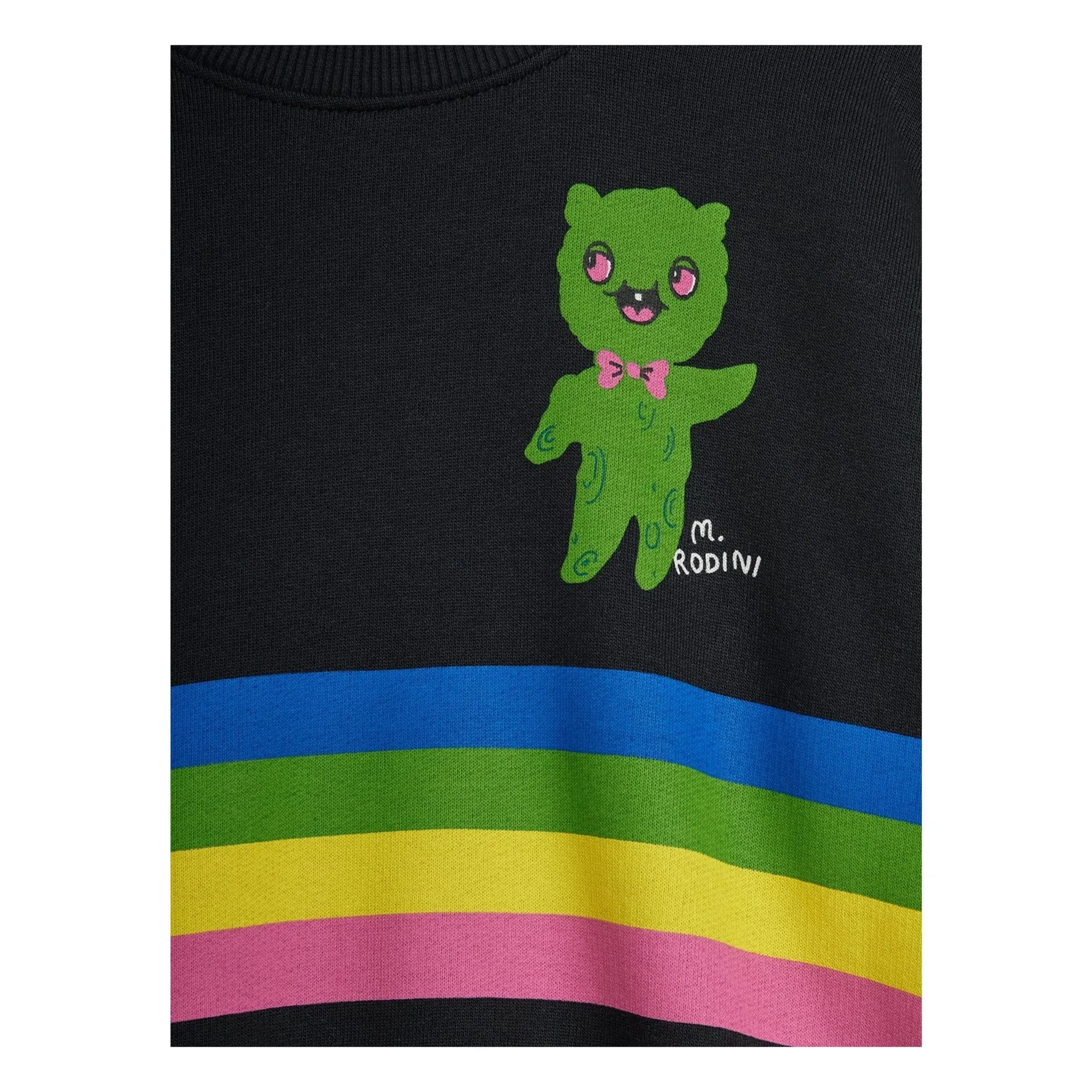 Mini Rodini - Sudadera de algodón orgánico con rayas de alien | Negro