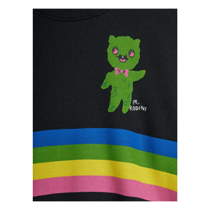 Mini Rodini - Sudadera de algodón orgánico con rayas de alien | Negro