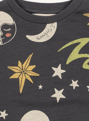 Konges Sløjd - Loupy Cosmic Organik Pamuklu Sweatshirt | Kömür grisi