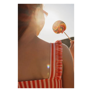 Bañador con volantes de rayas Jera Mini | Rojo