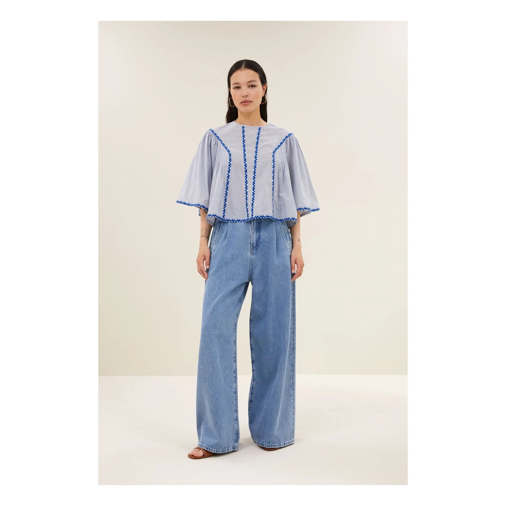 Blusa de algodón orgánico By Bar - Davin | Azul