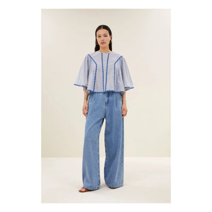 Blusa de algodón orgánico By Bar - Davin | Azul