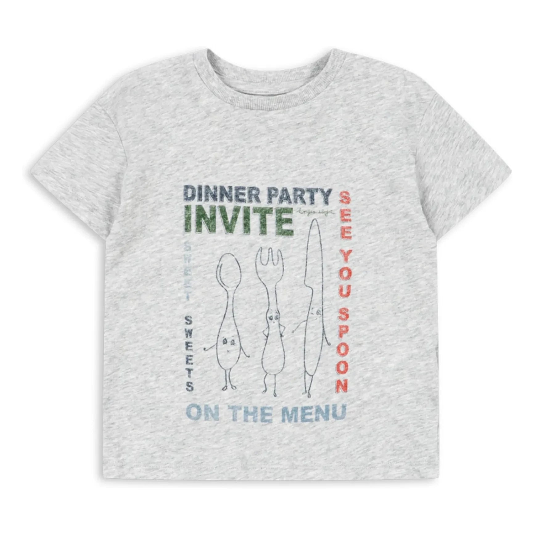Konges Sløjd - Camiseta Famo Dinner Party de algodón orgánico | Gris jaspeado