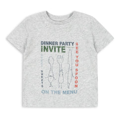 Konges Sløjd - Camiseta Famo Dinner Party de algodón orgánico | Gris jaspeado
