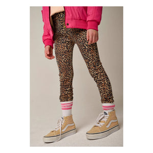 Tumble N'Dry - Leggings acanalados de algodón orgánico Cedro Leopardo | Marrón