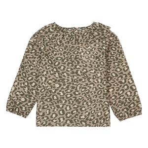 Tocoto Vintage - Leopar Desenli Fırfırlı Yaka Bluz | Kahverengi