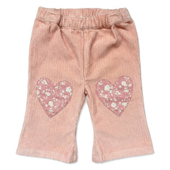 Louis Louise - Holly Hearts Fitilli Kadife Bebek Pantolon | Açık Pudra Pembe
