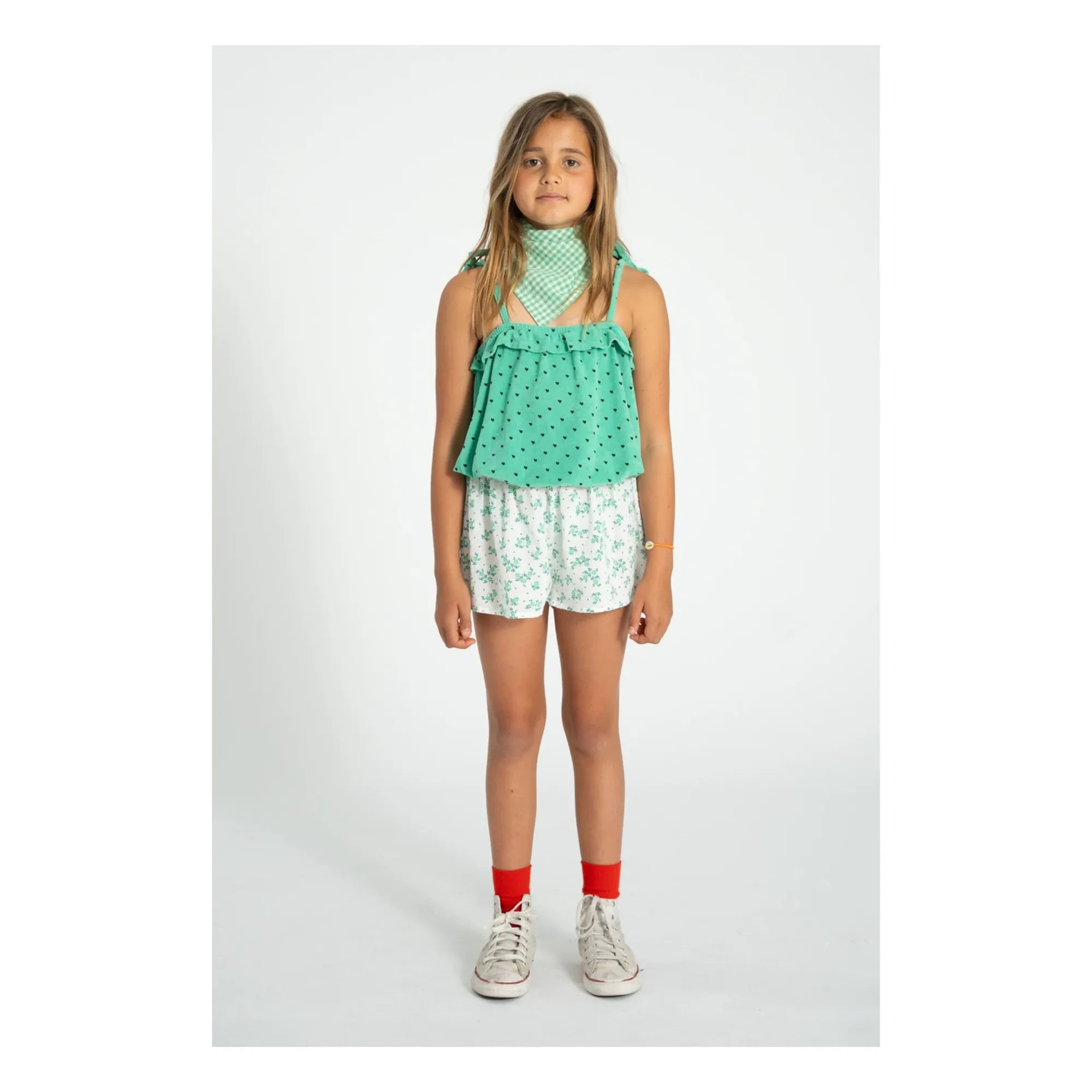 Piupiuchick - Pantalón corto de algodón orgánico con estampado floral | Blanco