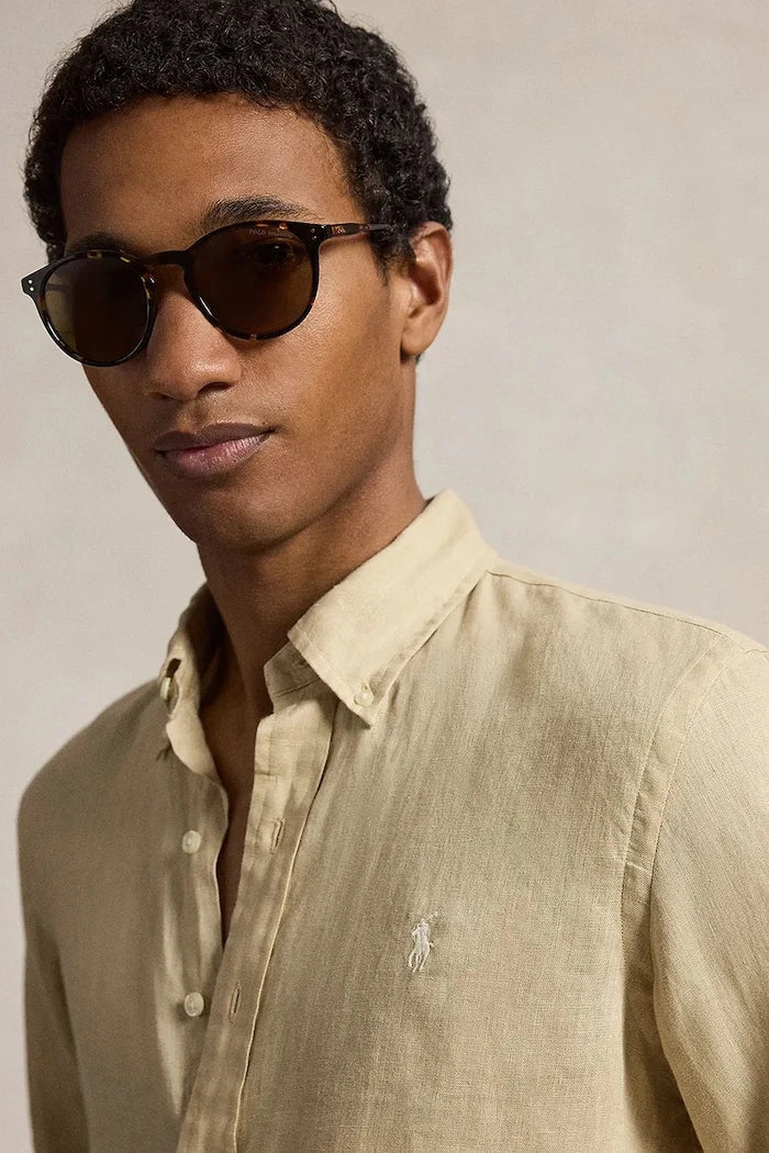 Camisa deportiva de lino de manga larga para hombre Polo Ralph Lauren