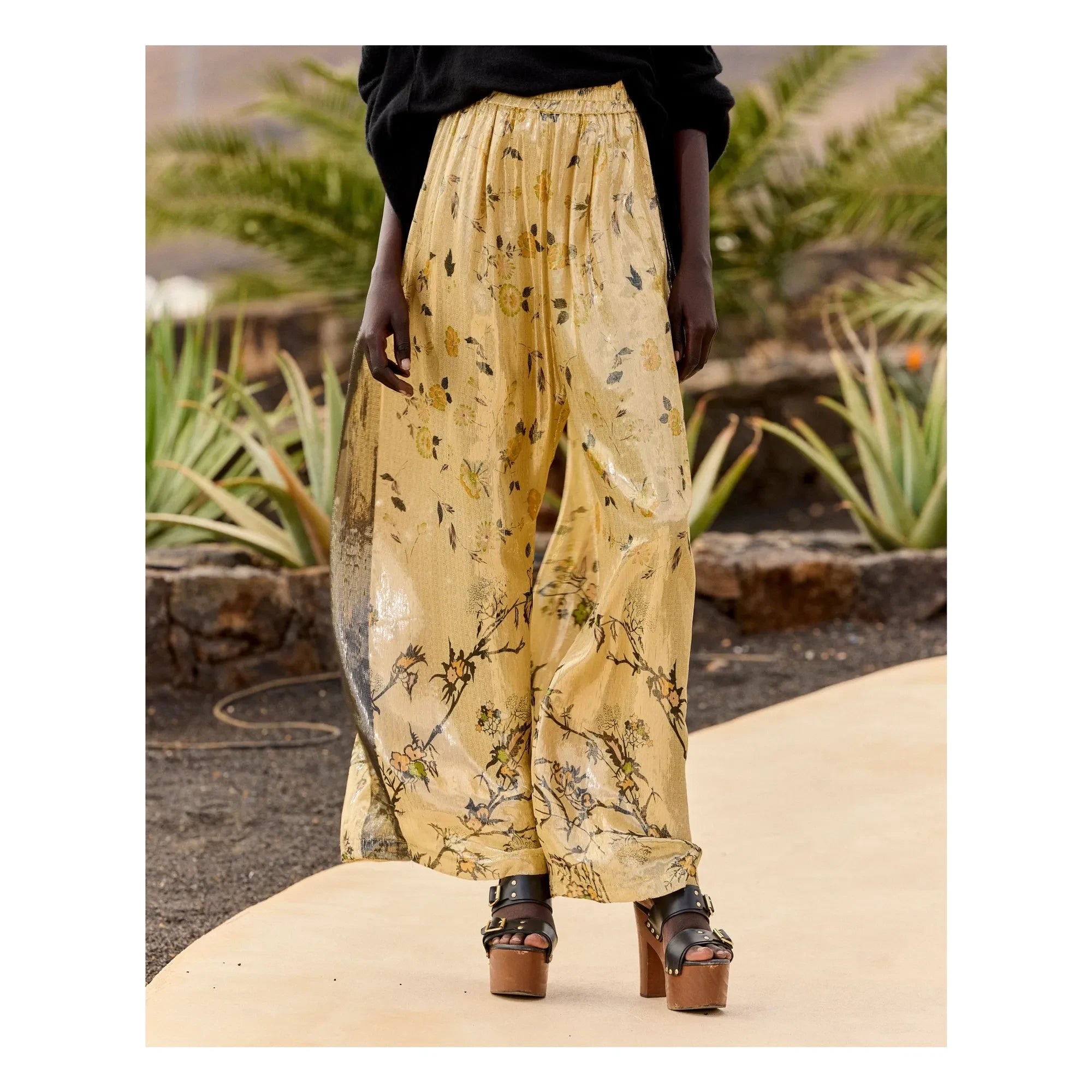 Mes Demoiselles - Pantalones metálicos de seda Juliette | Oro