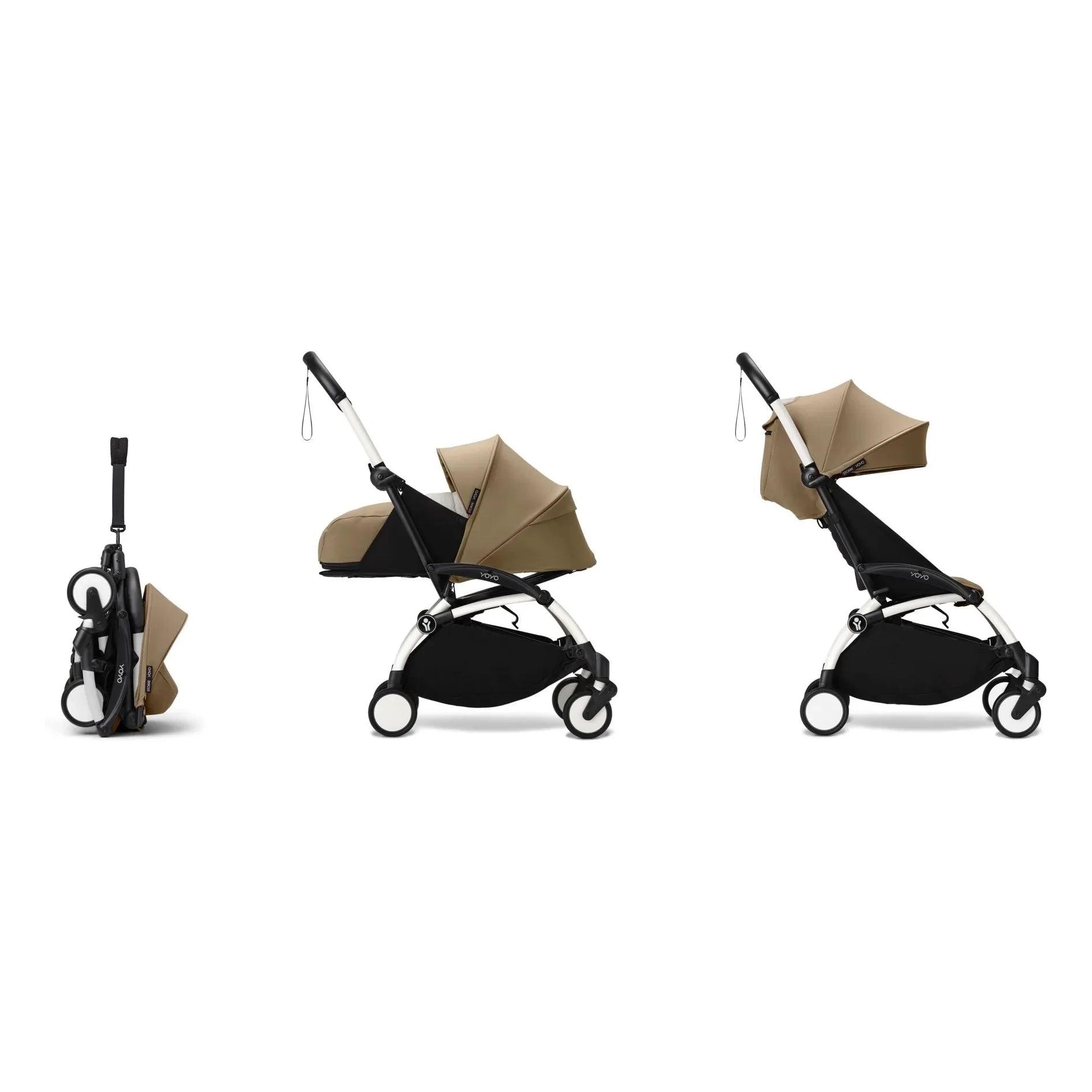 Stokke® - Cochecito YOYO³ completo 0+ y 6+ Chasis blanco | Toffee