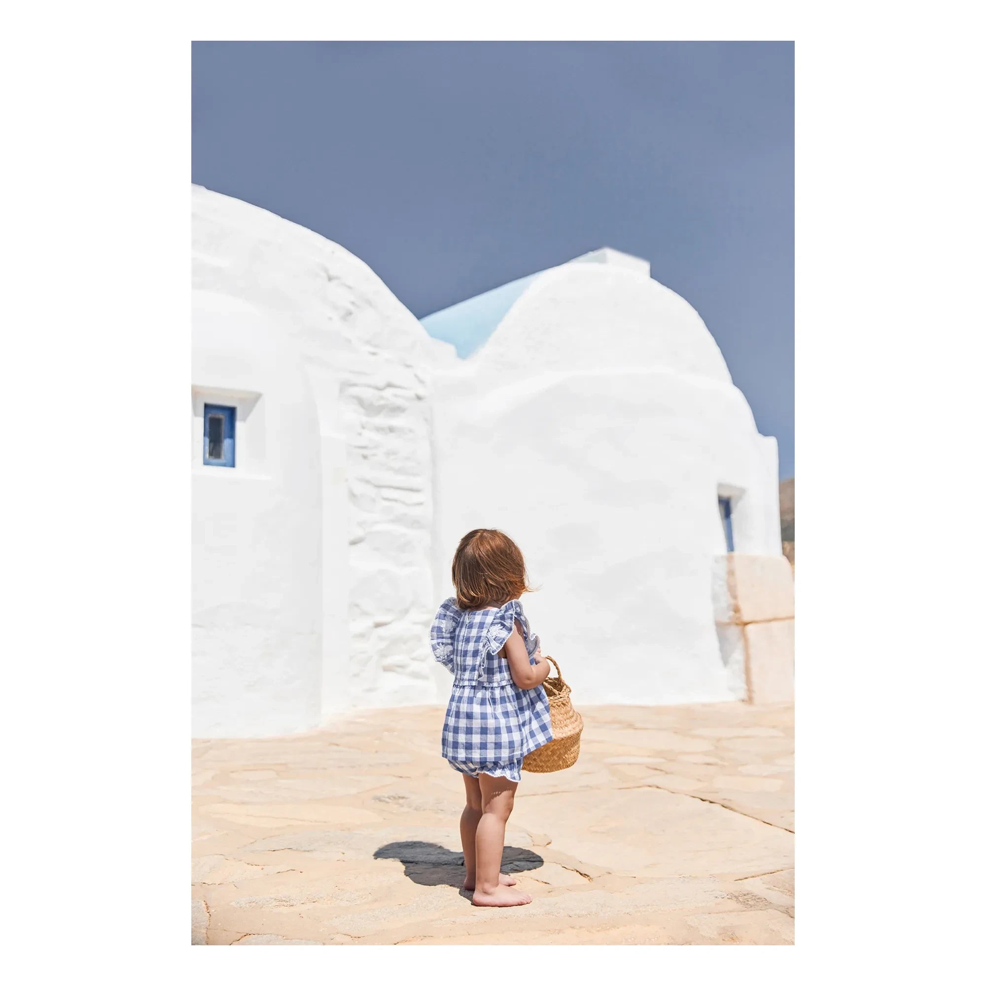 Tartine et Chocolat - Conjunto de camiseta de vichy y cubrepañal | Azul real