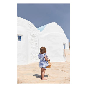 Tartine et Chocolat - Conjunto de camiseta de vichy y cubrepañal | Azul real