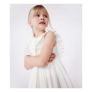 Petit Bateau - Vestido Brendice Broderie Anglaise Algodón orgánico | Blanco