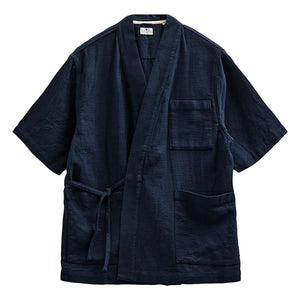 Anerkjendt - Kimono de manga corta Akjesper Twill | Azul Oscuro