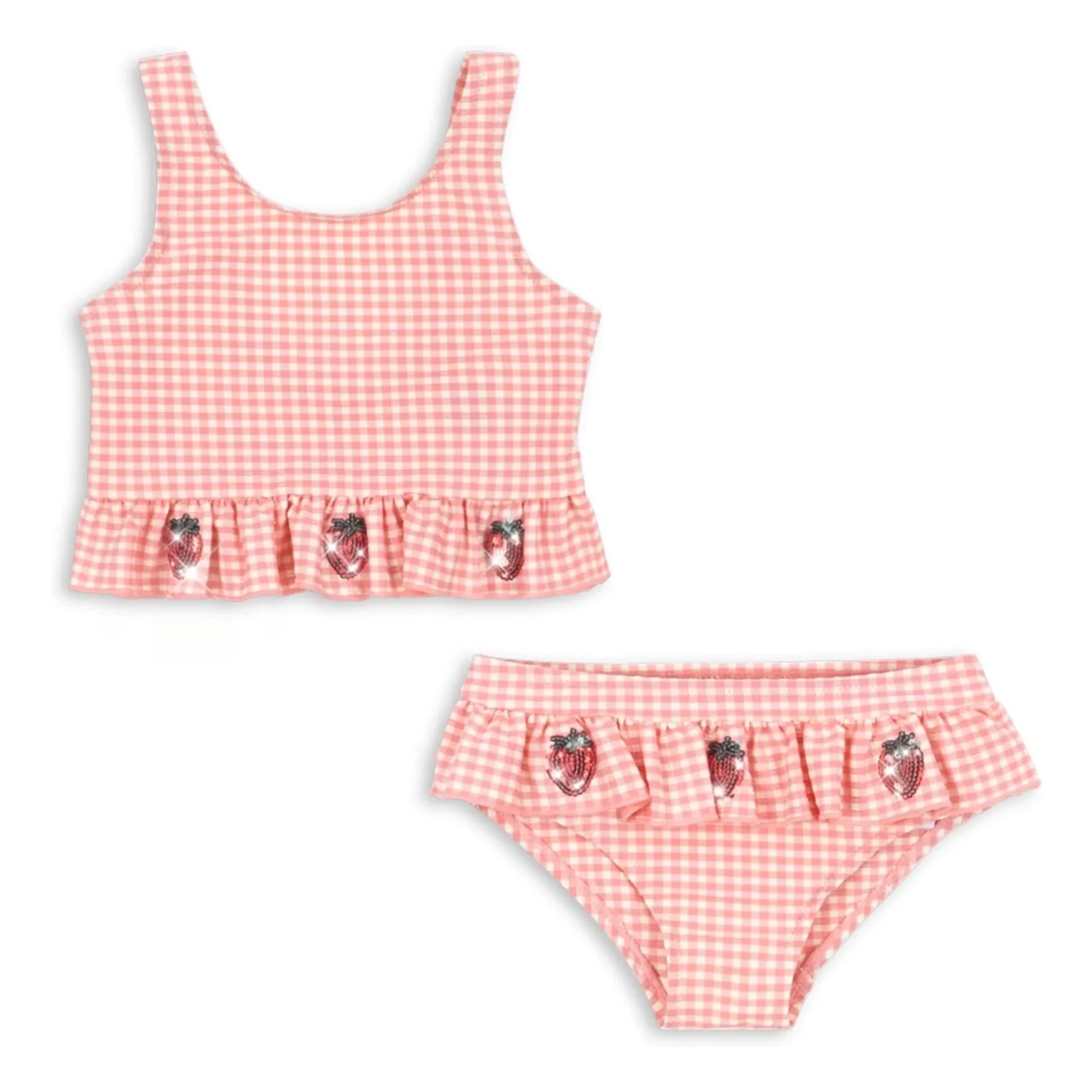 Konges Sløjd - Bañador Etta con cuadros vichy y fresas | Rosa