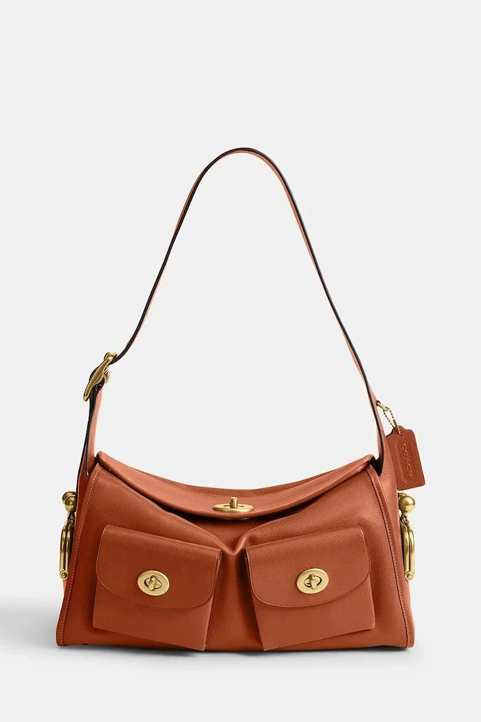 Bolso Hobo de cuero para mujer Coach Turnlock Haversack