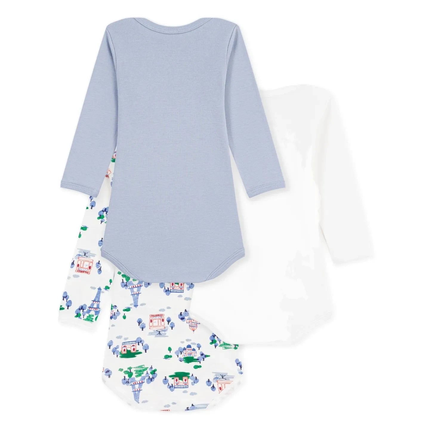 Petit Bateau - 3’lü Body Seti Paris Organik Pamuk | Beyaz