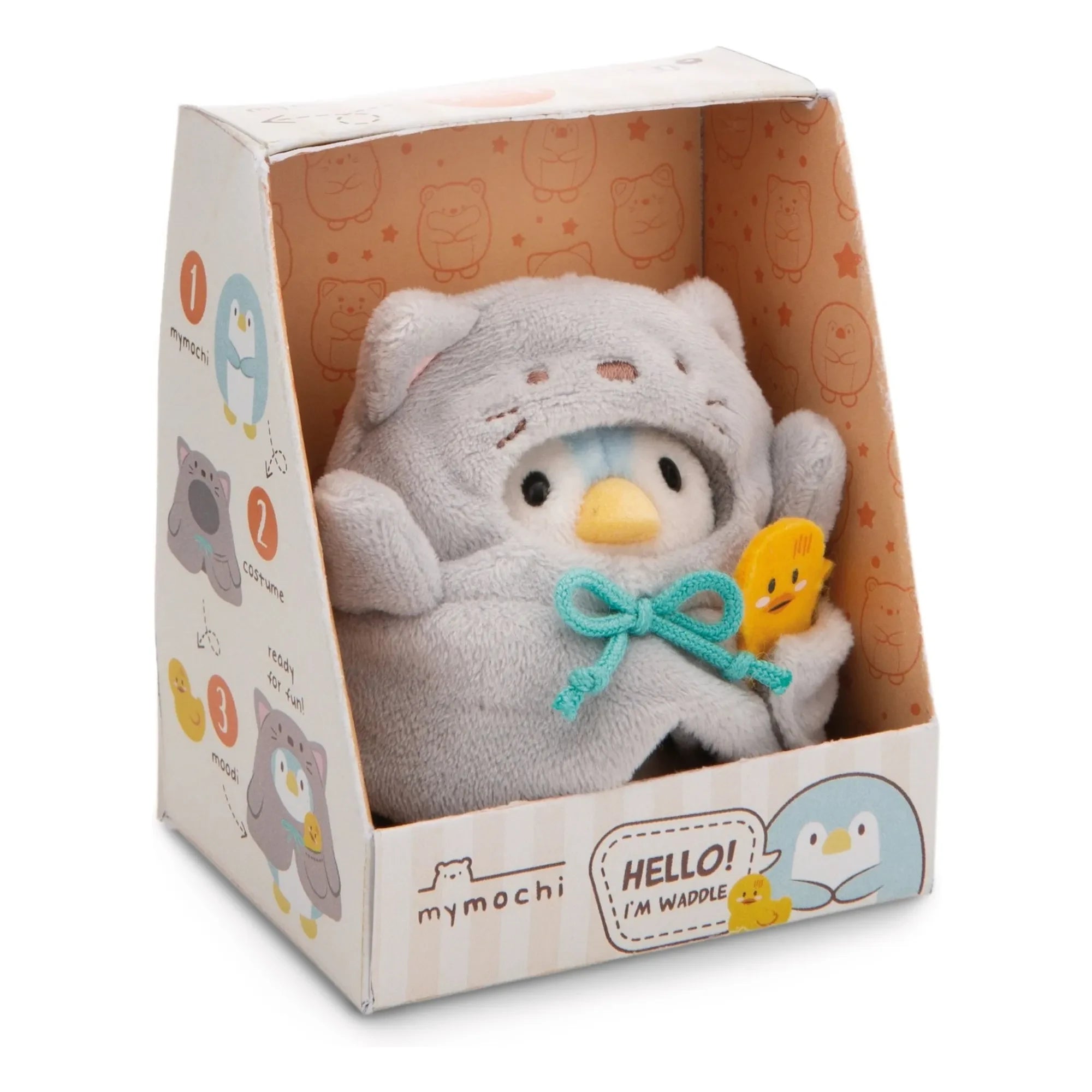 Nici - Peluche Pingüino Andarín con disfraz de gato | Gris