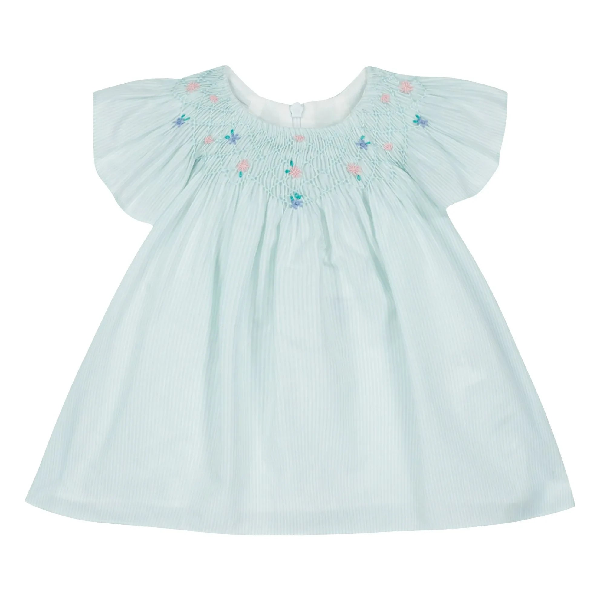 Tartine et Chocolat - Vestido fruncido de rayas y flores | Verde menta