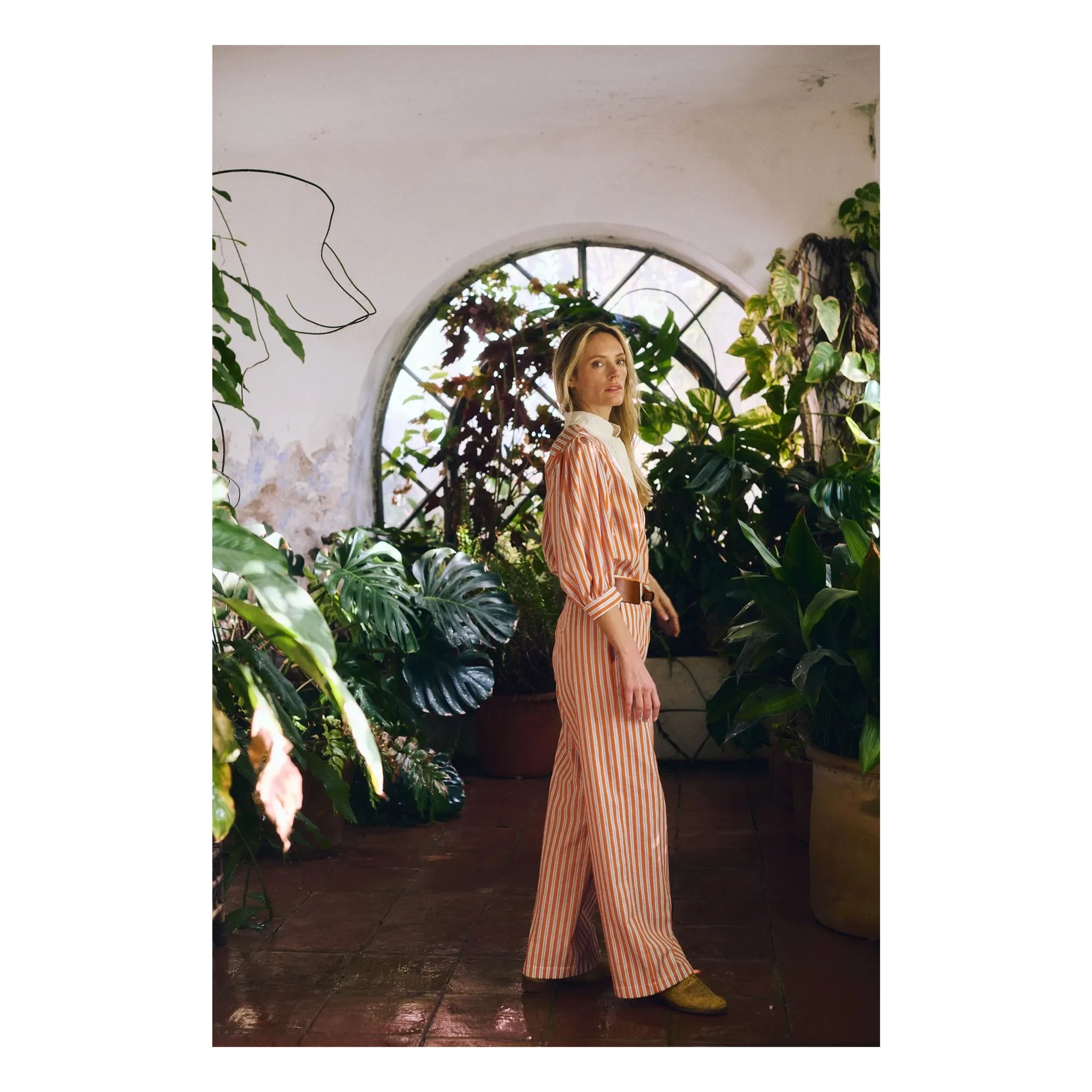 Maria de la Orden - Pantalón de rayas de algodón Romeo | Naranja