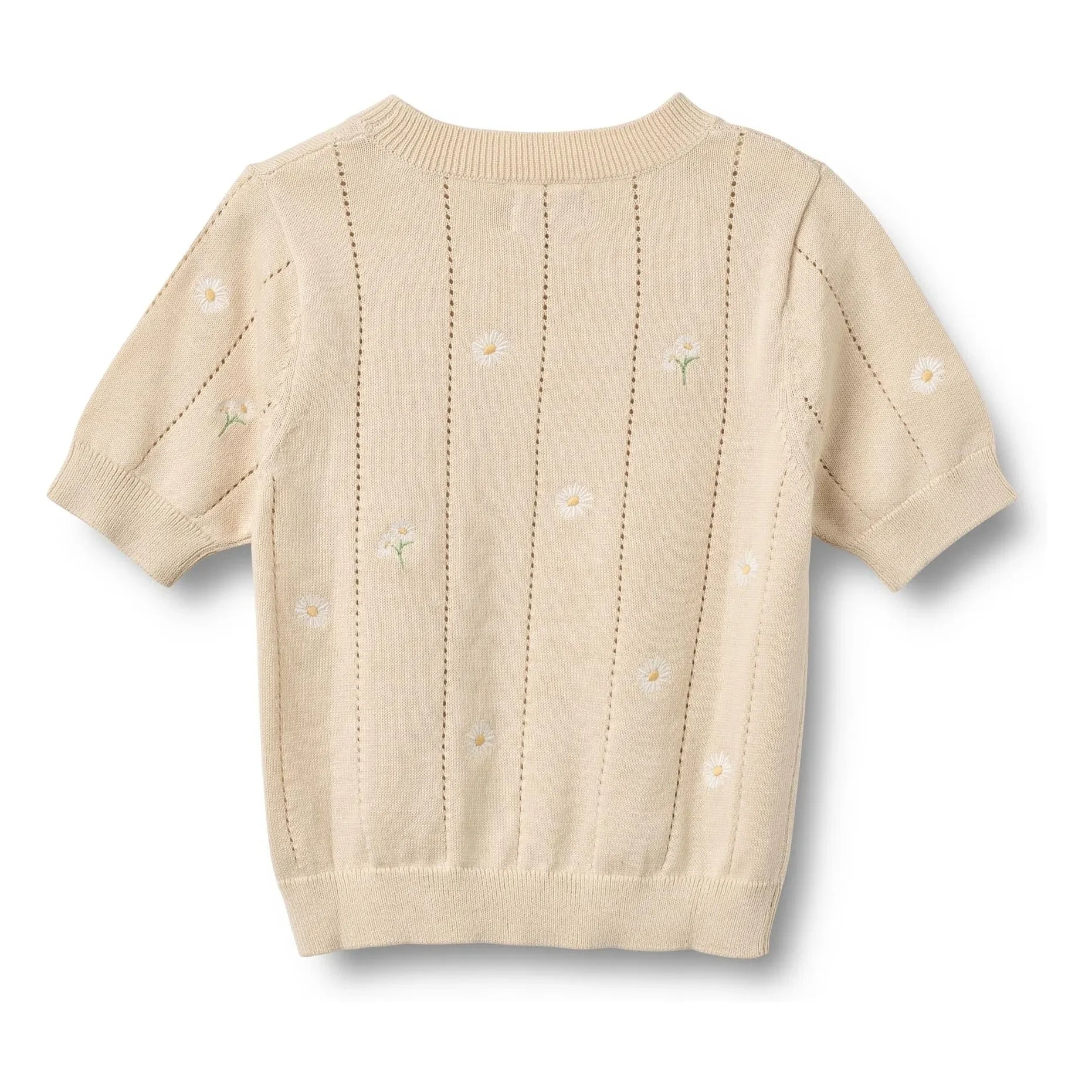 Wheat - Malvina Jersey de Manga Corta de Algodón Orgánico con Estampado Floral | Crudo