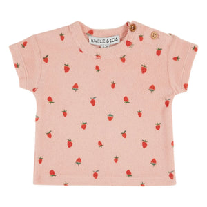 Emile et Ida - Camiseta de rizo de algodón orgánico con fresas | Rosa