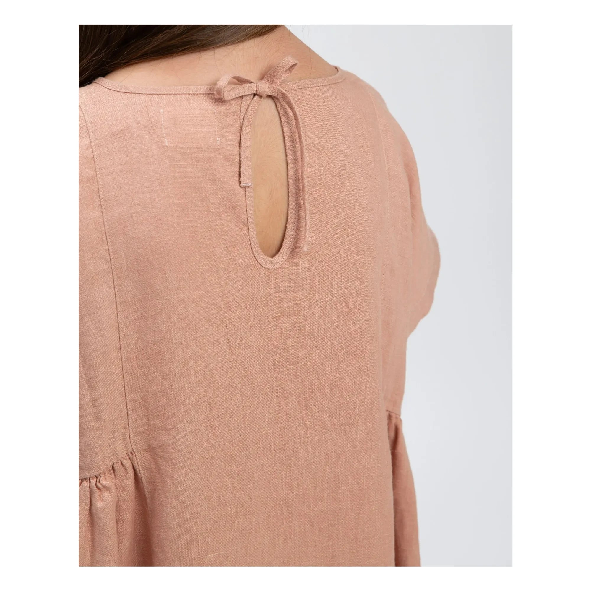 Matona - Vestido de lino | Rosa empolvado