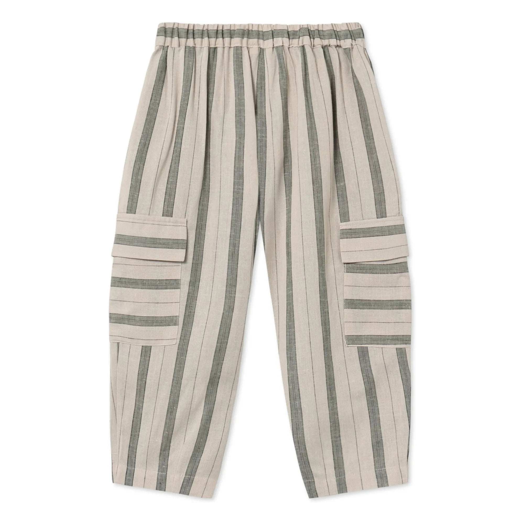 Fliink - Pantalones Cargo de Lino a Rayas Vira