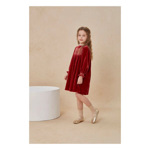 C'era Una Volta - Vestido fruncido de terciopelo | Rojo