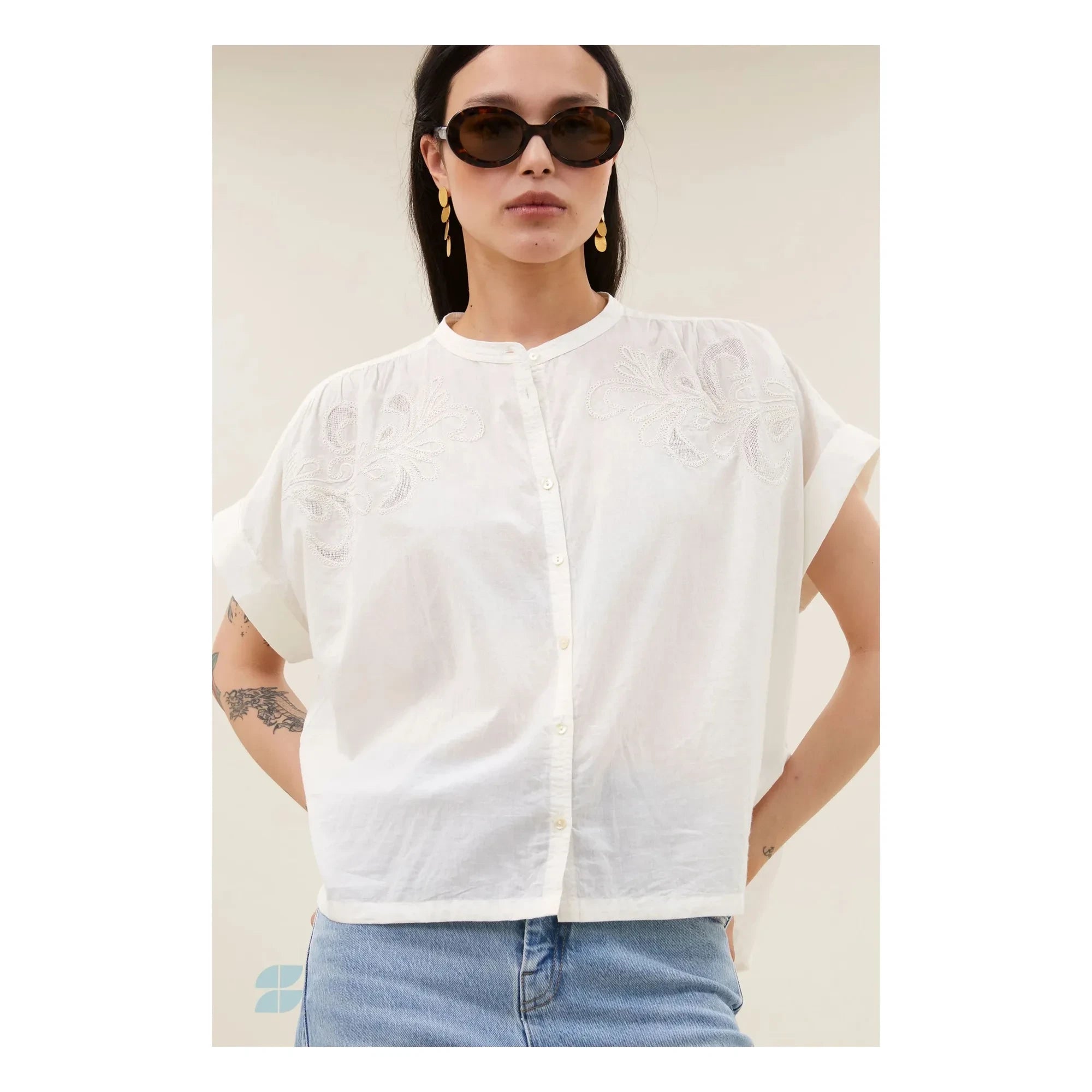 Blusa de algodón orgánico By Bar - Ally | Blanco