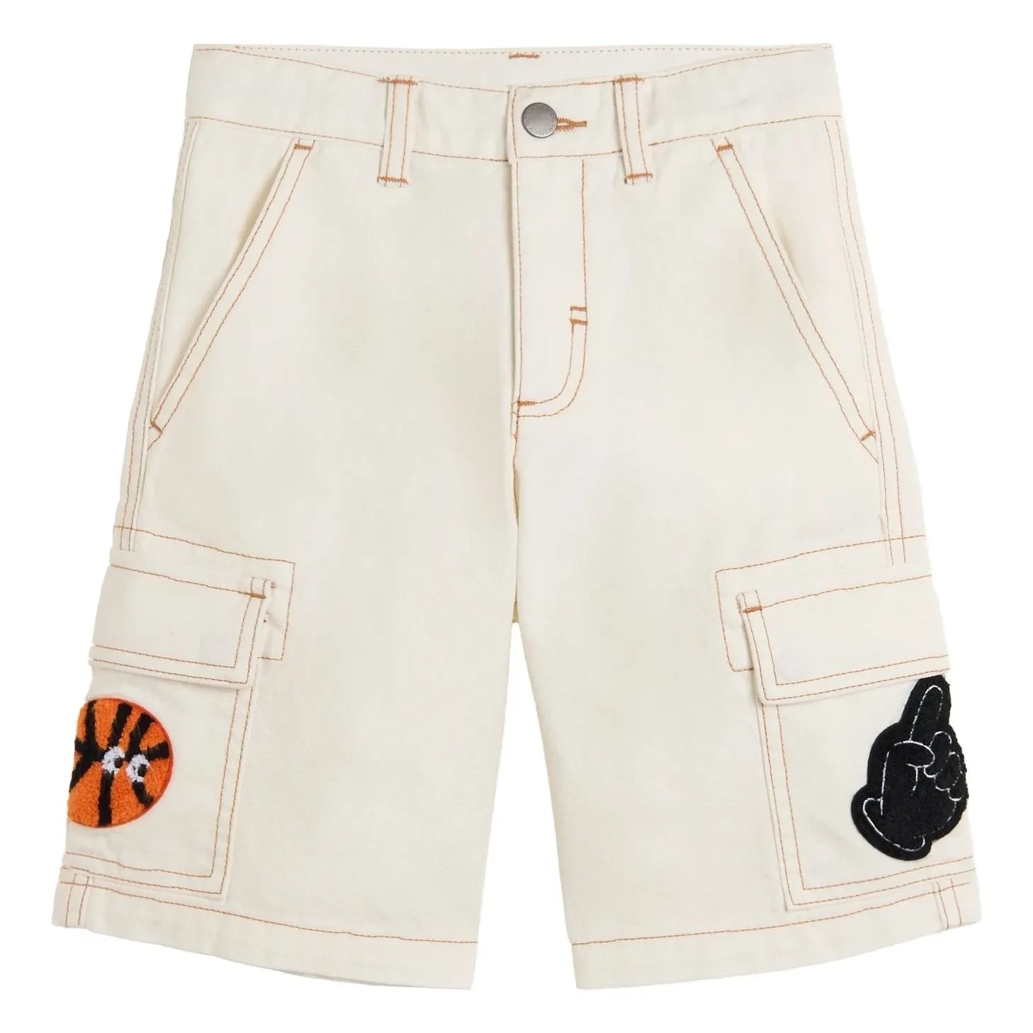 Stella McCartney Kids - Shorts cargo de denim de algodón orgánico | Marfil